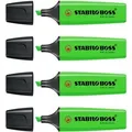 Stabilo Textmarker Boss Original, 4 Stück, Strichbreite 2 - 5mm, im Etui, grün