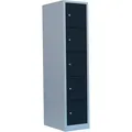 ClassiX Schließfachschrank X-523518, anthrazit, 5 Fächer, Stahl, 42 x 180cm, mit Zylinderschloss