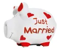KCG Sparschwein Just Married aus Keramik - Spardose Hochzeit, Jubiläum, Geld