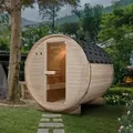 Artsauna Outdoor Fasssauna Spitzbergen 180 für 4 Personen - 6 kW Ofen & Zubehör