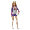 Barbie Made to Move - Volleyballspielerin-Puppe mit Trikot und Ball - 22 Gelenke für realistisches Spiel, inklusive Volleyball und Sportkleidung, HKT72
