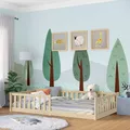 Bellabino Vere Bodenbett 120x200 cm – Montessori Kinderbett mit Rausfallschutz & Lattenrost – Massives Kinder Bett Jungen & Mädchen aus Holz Kiefer – Kleinkindbett in Natur