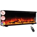 KAMINIO Elektrokamin LEA - Elektrischer 3-in-1 Kamin mit Panoramaview, Heizung, 3D-Flammeneffekt, 12 Flammenfarben, Fernbedienung - 50 Zoll