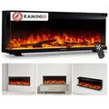 KAMINIO Elektrokamin LEA - Elektrischer 3-in-1 Kamin mit Panoramaview, Heizung, 3D-Flammeneffekt, 12 Flammenfarben, Fernbedienung  - 50 Zoll - Schwarz