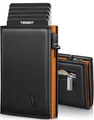 TENBST Geldbörse Herren mit Münzfach, Hochwertiges Kartenetui Herren, RFID Geschützter Geldbeutel, Slim Portemonnaie für 8 Karten，Geschenke zum Vatertag - Orange-Schwarz