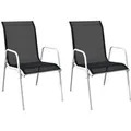 vidaXL Stapelbare Gartenstühle 2 Stk Stahl und Textilene Schwarz 313070