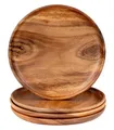 levandeo 4er Set Runde Teller Akazie Ø25cm Holzteller Snackteller Akazienholz Dekoteller Handgefertigt Deko Unikat Tischdeko Ablage
