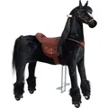 Ponnie Mechanisches Pferd auf Rollen Ebony XL PRO - extra großes Reitpferd mit Rollen für Kinder und Erwachsene - schwarz - Schwarz