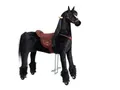 PONNIE Reitpferd mit Rollen Ebony XL (9-99 Jahre), Spielpferd zum Reiten mit Abnehmbarer Braun Sattel und Halfter mit Zaumzeug, Kämmbare Mähne und Schwanz, Plüschpferd zum Reiten für Kinder PRO