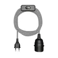ledscom.de Textilkabel LEKA, Stecker, Schalter, schwarz, weiß, gezackt, 3 m, Lampen-Fassung, 1x E27 max. 60W