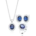 Schmuckset ELLI "Zirkonia Synthetischer Saphir Blau 925 Sterling Silber", blau (blau, blau), Schmuck-Sets, Damen, 54,mit Stein, Silber 925 (Sterlingsilber)