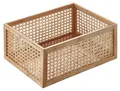 Kobolo Regalkorb aus Holz & Rattan Gr. L, 40x30x17 cm, rechteckiger Dekokorb, Aufbewahrungskorb, im angesagtem Boho Design, Korb