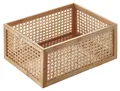 Kobolo Aufbewahrungskorb Regalkorb aus Holz und Rattan Gr L