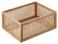 Regalkorb Aufbewahrungskorb Körbchen Wiener Geflecht Optik Holz und Rattan Gr L