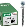 SPAX Universalschraube, 3,5 x 50 mm, 500 Stück, Teilgewinde, Senkkopf, T-STAR plus T20, 4CUT, WIROX - 0191010350505