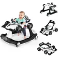 COSTWAY 4 in 1 Lauflernwagen mit einstellbarer Höhe und Geschwindigkeit, Babykart mit Anti-Rutsch-Pads, Klappbarer Baby Walker mit Universalräder... - Weiß