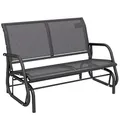 Outsunny 2-Sitzer Schaukelstuhl Gartenbank mit Schaukelmechanismus Gartenschaukel Sitzbank aus Metall Parkbank bis 200 kg belastbar Gartenmöbel für Garten, Terrasse, Veranda 120 x 70 x 85 cm Grau