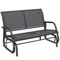 Schaukelstuhl 2-Sitzer Gartenbank Sitzbank Parkbank Metall Grau 120x70x85cm