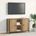 vidaXL TV-Schrank Schwarz Eiche 101x35x65 cm Holzwerkstoff und Stahl
