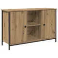 TV-Schrank Schwarz Eiche 101x35x65 cm Holzwerkstoff und Stahl Entertainment-Cen