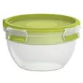 EMSA (Groupe SEB Deutschland GmbH) EMSA Clip & Go Salatbox, rund, 1 Liter, Mit separaten Einsätzen für Toppings und Dressing, Farbe: transparent / grün 518097