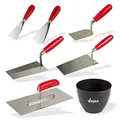 Maurer und Fliesenleger Set Kelle Trapez Spachtel Traufel Gipsbecher Set 7-teilig