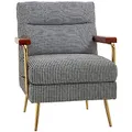 HOMCOM Ohrensessel Relaxsessel, Polstersessel mit Leinenoptik, Akzentsessel, Esszimmerstuhl mit Stahlbeine, Loungesessel für Schlafzimmer, Wohnzimmer, 72 x 81,5 x 87,5 cm