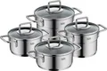 Silit Topf-Set Extra Cook Mini 2109306412 | Edelstahl 18/10 | 4-teilig | Induktion | stapelbar | Glasdeckel | Silber