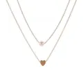 KARMA Ketten-Set Kette Damen zweireihig Gold Halskette Damenkette Damenhalskette, Perle und Herz Anhänger zweireihiger Damenschmuck