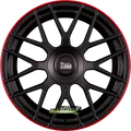 MAM GT1 matt black lip red 8x18 ET45 - LK5/100 ML66.6 Felge Alu