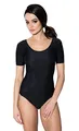 Aquarti Damen Ballett Trikot Kurzarm Gymnastik Tanz-Body, Farbe: Schwarz, Größe: 36