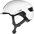 ABUS Fahrradhelm HUD-Y - mit magnetischem, aufladbarem LED-Rücklicht & Magnetverschluss - Stilsicherer Urban-Helm für den Alltag - für Damen und... - Weiß