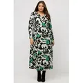 Ulla Popken Maxikleid Jerseykleid Wickeloptik V-Ausschnitt Langarm schwarz 50/52