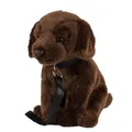 Labrador Kuscheltier dunkelbraun sitzend mit Leine 35 cm Stofftier Hund