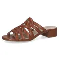 Caprice Damen Sandale mit Absatz aus Leder, Braun (Cognac Nappa), 36