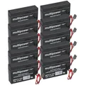 Blei-Akku 12V 0,8Ah Set 10x MP0,8-12H für Rollladen mit Stecker 96x25x62 mm wiederaufladbar Multipower
