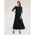 Spitzenbluse HEINE, Damen, Gr. 42, schwarz, 55% Polyester, 45% Polyamid, unifarben, U-Boot-Ausschnitt, 3/4-Ärmel, Blusen