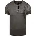 Oil-Washed T-Shirt mit Knopfleiste