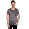 Rusty Neal T-Shirt mit schicker Knopfleiste grau S