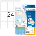 HERMA 4500 Adressetiketten, 25 Blatt, 63,5 x 33,9 mm, 24 pro A4 Bogen, 600 Stück, selbstklebend, bedruckbar, matt, blanko Papier Adressaufkleber Etiketten, weiß