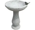 Dehner Vogeltränke Granittränke mit Vogel, Ø 42 cm, Höhe 57 cm, massive Vogeltränke, langlebige und romantische Gestaltung