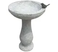 Vogeltränke Wasserstelle aus Granit mit Bronzevogel Ø 42 cm Höhe 57 cm, Dehner