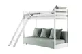 Etagenbett Jugendbett Couch SIDNEY 90x200 140x200 Schlaffunktion Sofa in Cord Samt inkl Matratze Kissen Lattenrost Weiß Grau Funktionsbett Kiefernholz