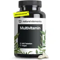 natural elements Multivitamin – 365 vegane Tabletten – Jahresvorrat – wertvolle Vitamine A-Z, mit Vitamin K1 und K2 – ohne unnötige Zusätze – in Deutschland produziert & laborgeprüft