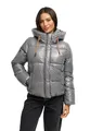 MARIKOO Damen Winterjacke (XS-XXL) - gesteppt, abnehmbare Kapuze, Magnetverschlussleiste - N097 - Grey Größe M - Gr.M
