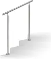 Relaxdays Treppengeländer Edelstahl Set, für Innen und Außen, Handlauf, 1,0 m lang, 2 Pfosten, ohne Querstreben, silber