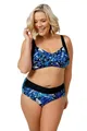 Ulla Popken TruYou Damen große Größen Übergrößen Plus Size Bikini, Zweiteiler, Softschalen, drapierte Büste blau 60D 200680729-60D