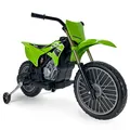 INJUSA Kawasaki KX85 Elektromotorrad für Kinder ab 3 Jahren - 12V Elektro-Motorrad mit Stützrädern & Gaspedal 6 km/h