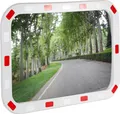 Wiltec Verkehrsspiegel 50 x 70 cm konvex, eckiger Sicherheitsspiegel mit rot-weißen Reflektorstreifen, bruchsicherer Konvexspiegel aus Kunststoff, Überwachungsspiegel für Ausfahrten