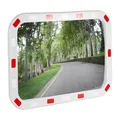 Wiltec Verkehrsspiegel 50 x 70 cm konvex, eckiger Sicherheitsspiegel mit rot-weißen Reflektorstreifen, bruchsicherer Konvexspiegel aus Kunststoff, Überwachungsspiegel für Ausfahrten